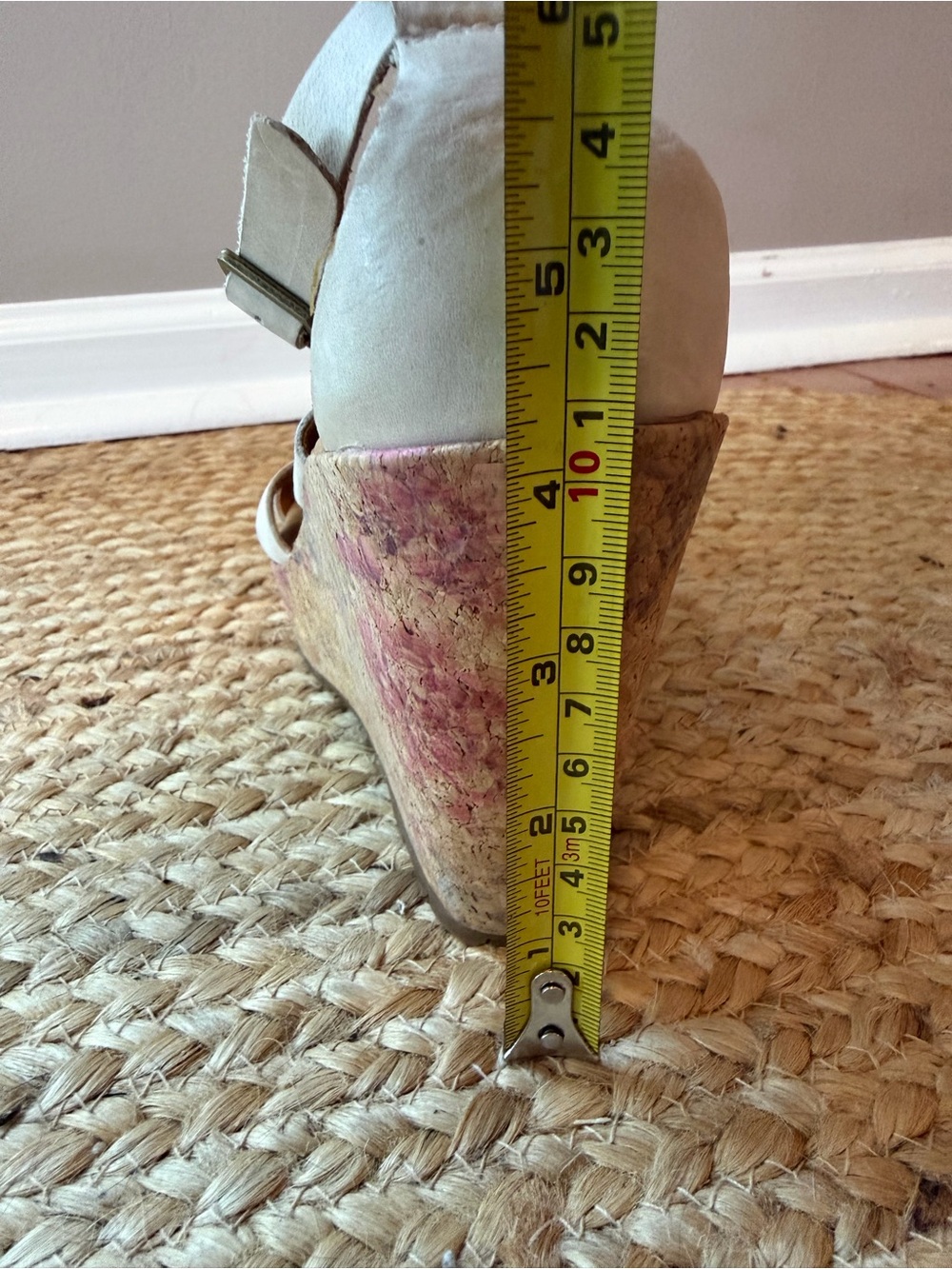Korks by Kork-Ease Floral Cork Platform Wedge Sandals Beige Leather Sz 8M - Picture 6 of 10